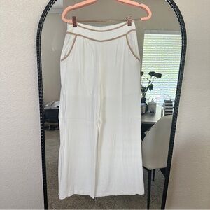 Elegant White Women's Pants size Small linen blend